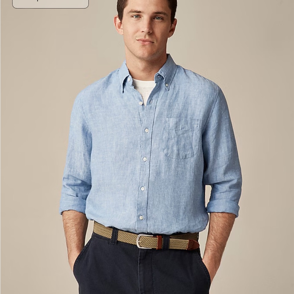 Men's J Crew Slim Flex Washed Light Blue Button-Down Shirt, M